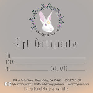 Heathered Yarn Co Gift Certificate $200.00