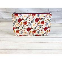 Load image into Gallery viewer, Red Floral Zipper Pouch
