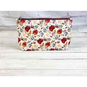 Red Floral Zipper Pouch